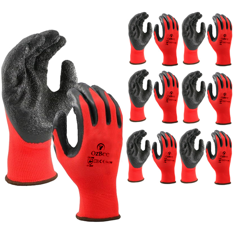 Work Gloves Latex Coated General Purpose Hand Protection Garden Mechanic 6 Pairs