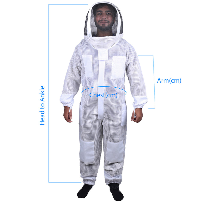 OZBEE Beekeeping Suit 3 Layer Mesh Ultra Cool Ventilated Hoodie Veil Beekeeping Protective Gear