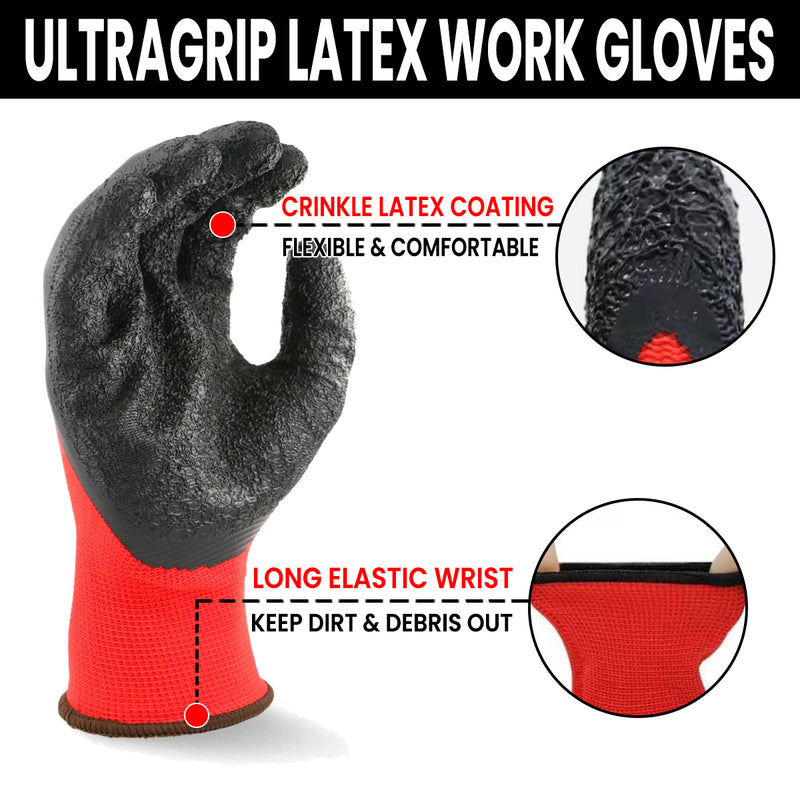 Work Gloves Latex Coated General Purpose Hand Protection Garden Mechanic 6 Pairs