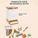 Complete Beekeeping Starter Kit – 10 Frame Assembled 2 Storey Beehive, Premium 3-Layer Mesh Suit, Gloves & Frame Options