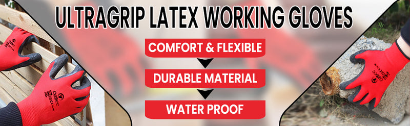 Work Gloves Latex Coated General Purpose Hand Protection Garden Mechanic 6 Pairs