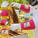 Pink Ventilated Beekeeping Gloves – Goatskin Leather Bee Protection with Long Mesh Cuffs