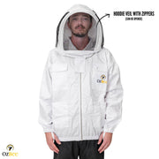 Beekeeping Cotton Jacket With Hood Style Veil Protective Gear - Ozee beekeeping Supplies