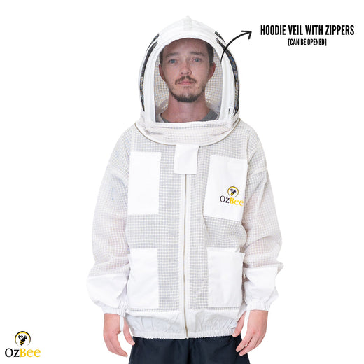 Beekeeping Bee Jacket 3 Layer Mesh Hood Beekeeping Jacket for Beekeeper - Ozee beekeeping Supplies