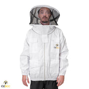 Beekeeping Bee Jacket Standard Cotton Jacket With Round Head Veil Protective Gear - Ozee beekeeping Supplies
