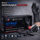 Black Nitrile Disposable Gloves – Powder Free, Latex Free, Heavy Duty Industrial & Food Safe Gloves 100 PCs -