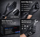 Black Nitrile Disposable Gloves – Powder Free, Latex Free, Heavy Duty Industrial & Food Safe Gloves 500 PCs -