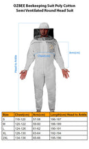 OZBEE Beekeeping Suit Poly Cotton Semi Ventilated Round Head Suit - Ozee beekeeping Supplies