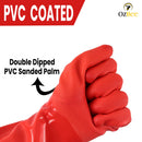 PVC Work Safety Glove Red 45cm Oil Chemical Resistant Dipped Durable Sanded - Ozee beekeeping Supplies