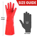 PVC Work Safety Glove Red 45cm Oil Chemical Resistant Dipped Durable Sanded - Ozee beekeeping Supplies