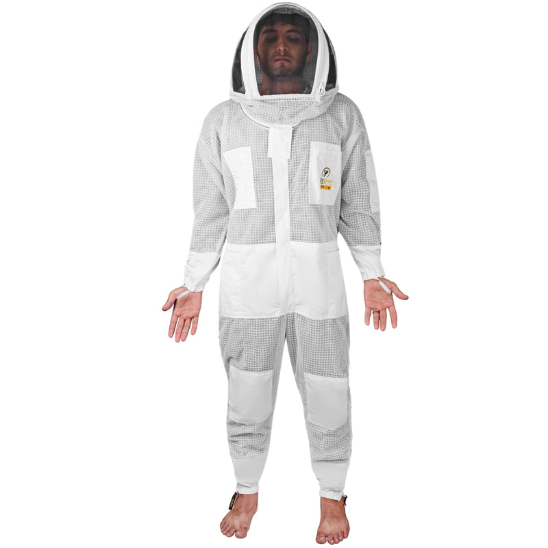 OZBEE Beekeeping Suit Premium 3 Layer Mesh Ultra Cool Ventilated Hoodie Veil Beekeeping Protective Gear