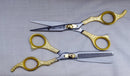 Ovial Carved - 24Kt Gold Plated Thinning & Trimming Scissors Set 6.5" - Ozee beekeeping Supplies